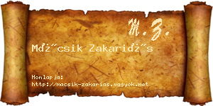 Mácsik Zakariás névjegykártya